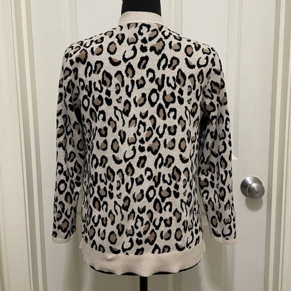 Croft & Barrow Leopard Print Open Front Cardigan Sweater Women's Petite Medium - Picture 3 of 7